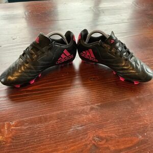 Adidas Goletto VII FG Soccer Cleats Boys Size 3 Black Fucsia Logo Comfort FV2895